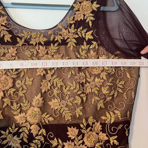 Indian Anarkali long dress black and beige gown Size XL - Picture 10 of 14